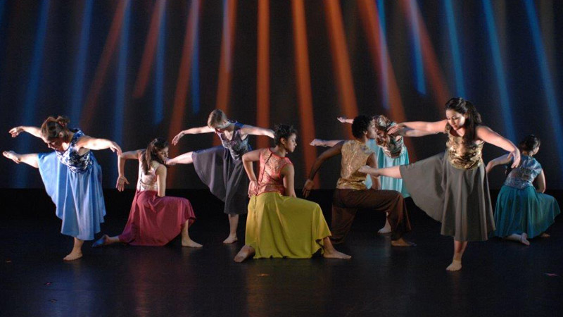 Students performing on stage